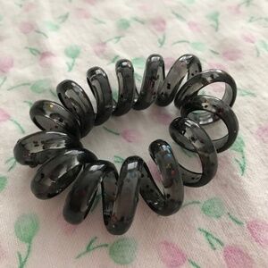 Plastic Elastic Coil Scrunchie Hair Tie Black Dots Spiral Size 2 Inch